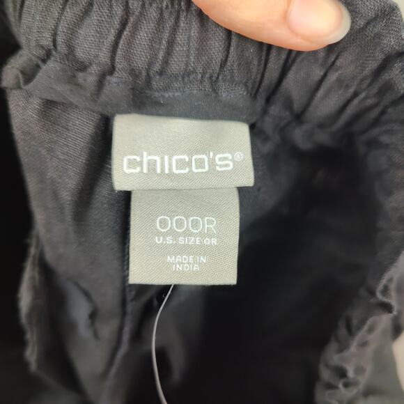 Chicos Linen Pants Womens 0 000R Black Drawstring Tapered Beachy Summer - Picture 5 of 7